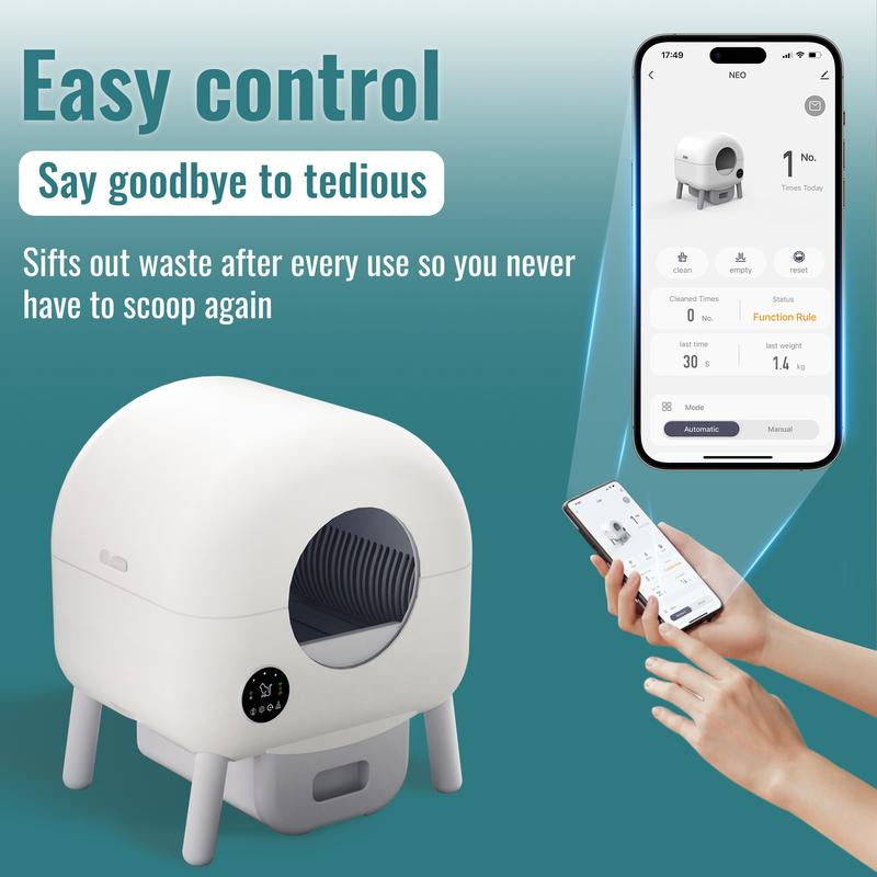 Self-Cleaning Cat Litter Box – Automatic Odor Control & App Monitoring for Multiple Cats