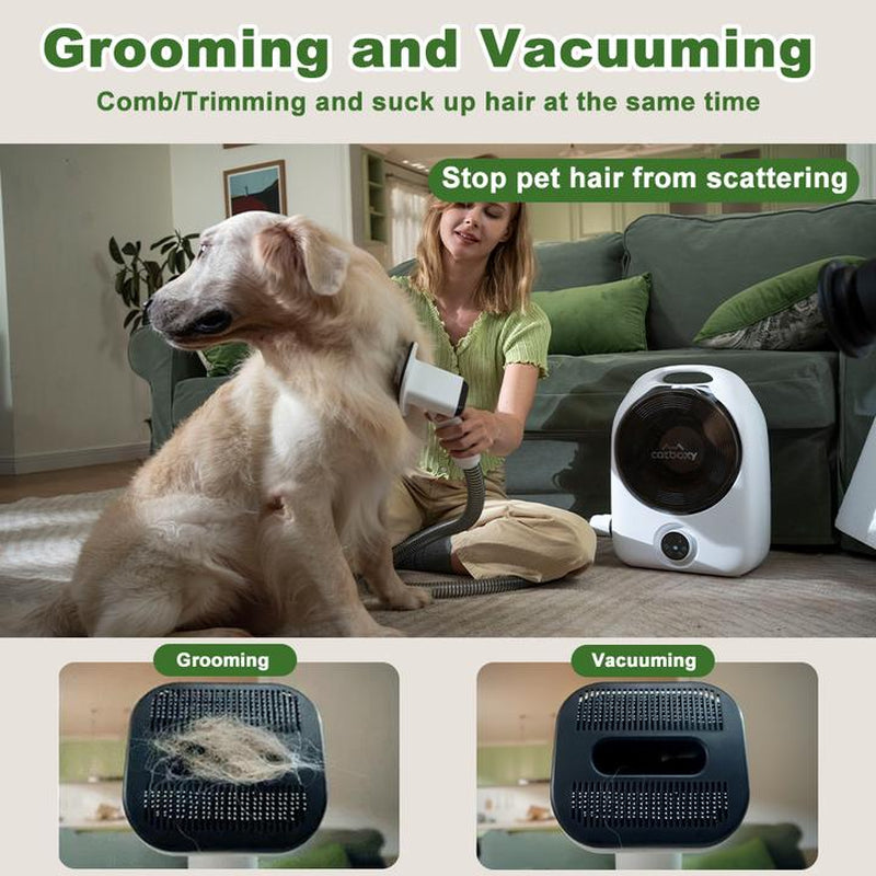 【Buy 1 Get 1 Free Gift】Catboxy Nova P1 5-In-1 Professional Cat Stuff Dog Products Pet Grooming Kit Dry Brush Trim Vacuum Clean Quiet Efficient All-In-One Solution for Pet Hair 2-Year Warranty