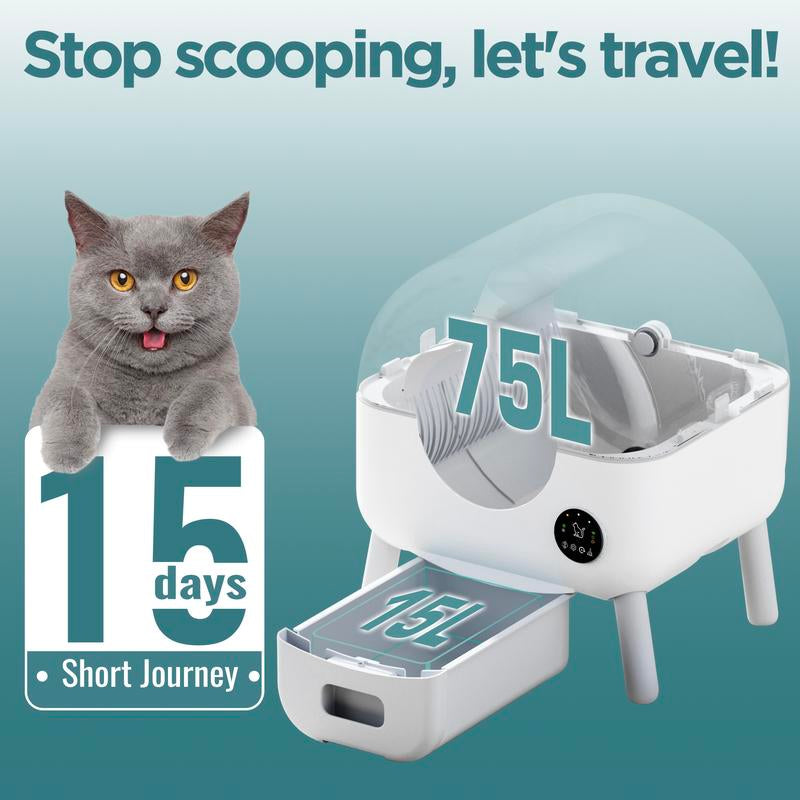 Self-Cleaning Cat Litter Box – Automatic Odor Control & App Monitoring for Multiple Cats