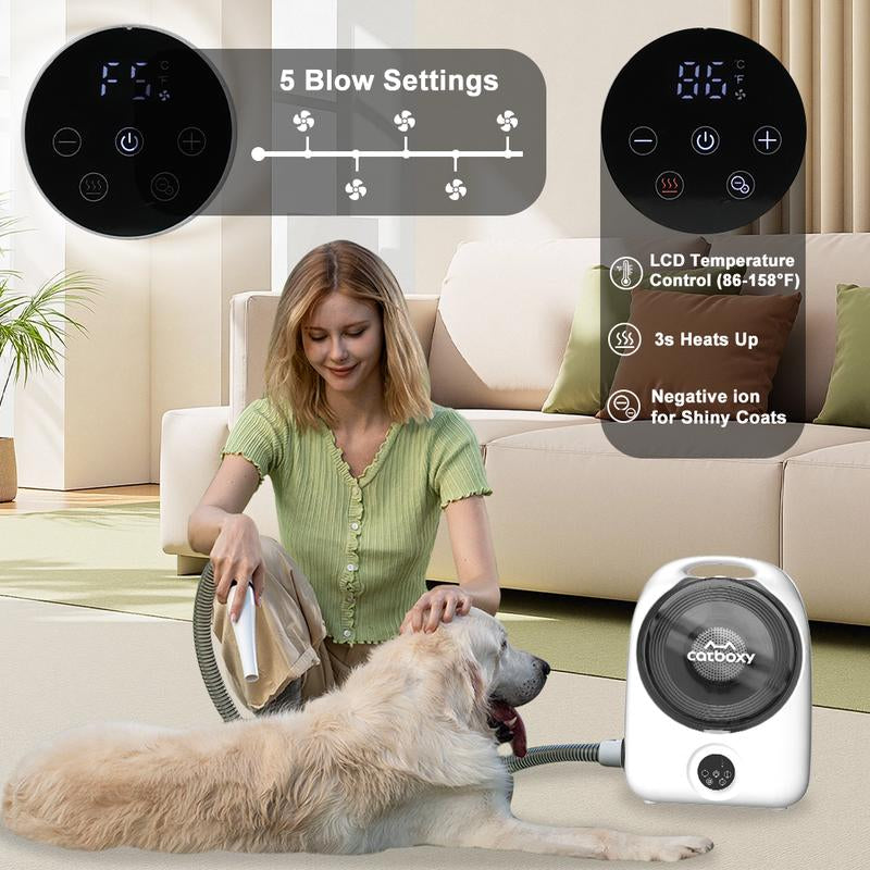 【Buy 1 Get 1 Free Gift】Catboxy Nova P1 5-In-1 Professional Cat Stuff Dog Products Pet Grooming Kit Dry Brush Trim Vacuum Clean Quiet Efficient All-In-One Solution for Pet Hair 2-Year Warranty