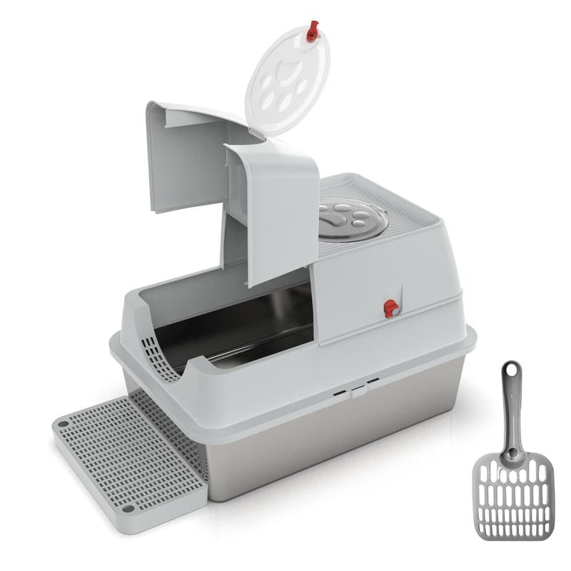 ZVRPET Extra Large Cat Litter Box with Lid - High Wall Design, Non-Sticky & Anti-Leakage, Easy Clean with Step Mat & Scoop, Perfect for Big Kittens!