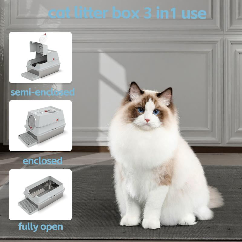 ZVRPET Extra Large Cat Litter Box with Lid - High Wall Design, Non-Sticky & Anti-Leakage, Easy Clean with Step Mat & Scoop, Perfect for Big Kittens!