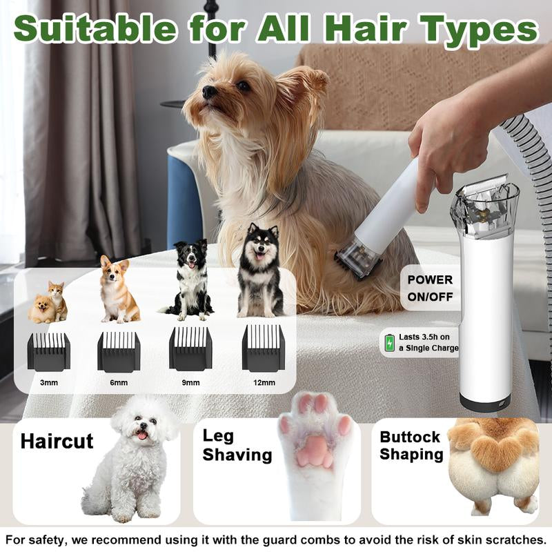 【Buy 1 Get 1 Free Gift】Catboxy Nova P1 5-In-1 Professional Cat Stuff Dog Products Pet Grooming Kit Dry Brush Trim Vacuum Clean Quiet Efficient All-In-One Solution for Pet Hair 2-Year Warranty
