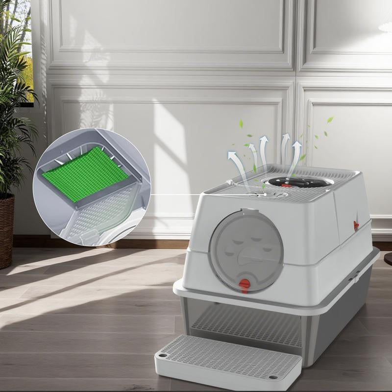 ZVRPET Extra Large Cat Litter Box with Lid - High Wall Design, Non-Sticky & Anti-Leakage, Easy Clean with Step Mat & Scoop, Perfect for Big Kittens!