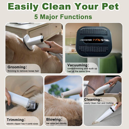【Buy 1 Get 1 Free Gift】Catboxy Nova P1 5-In-1 Professional Cat Stuff Dog Products Pet Grooming Kit Dry Brush Trim Vacuum Clean Quiet Efficient All-In-One Solution for Pet Hair 2-Year Warranty