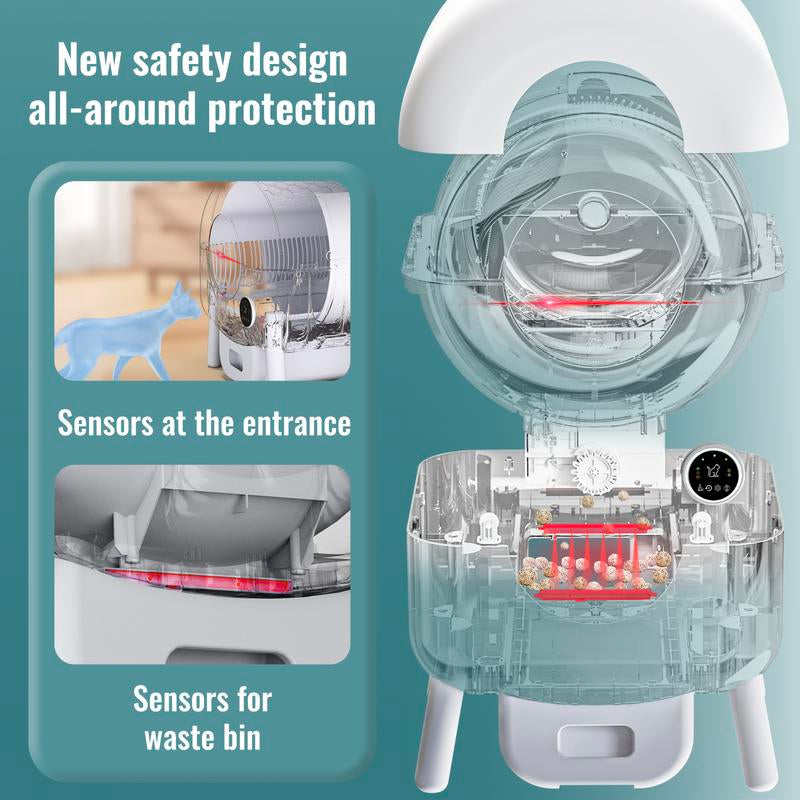 Self-Cleaning Cat Litter Box – Automatic Odor Control & App Monitoring for Multiple Cats