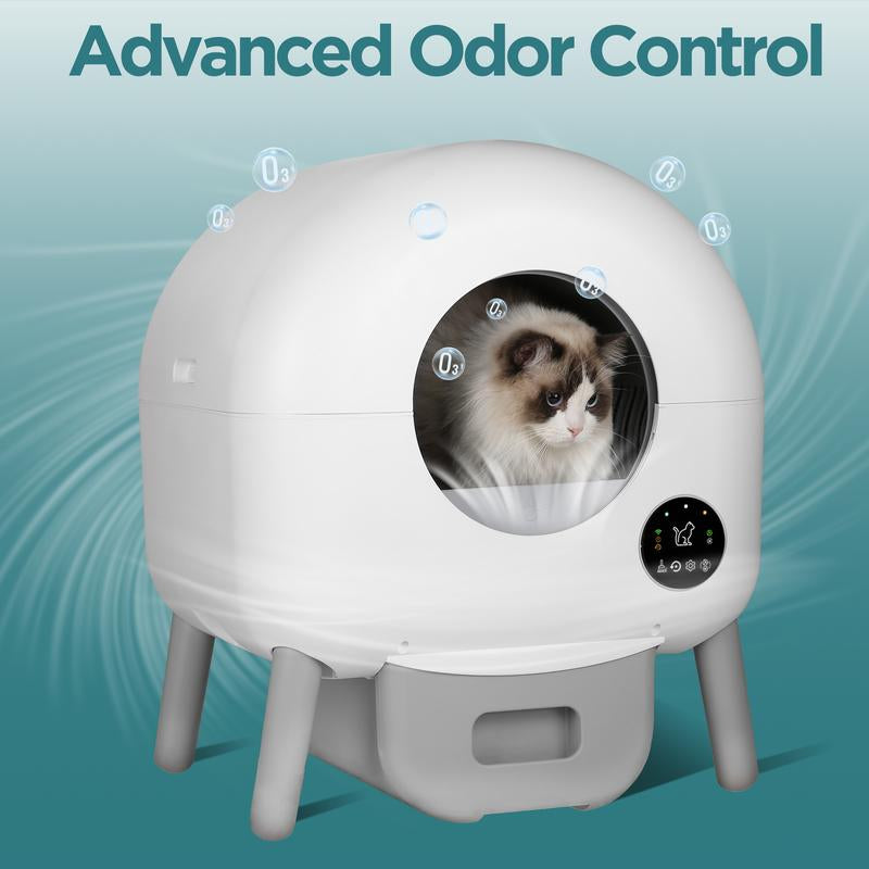 Self-Cleaning Cat Litter Box – Automatic Odor Control & App Monitoring for Multiple Cats